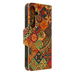 Avizar Étui pour Samsung Galaxy S24 Clapet Liège Portefeuille Design Bohème Multicolore