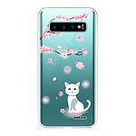 Evetane Coque Samsung Galaxy S10 Plus 360 intégrale transparente Motif Chat et Fleurs Tendance