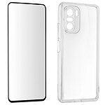 Avizar Coque pour Xiaomi Poco F3 et Mi 11i Silicone Souple et Film Verre Trempé Dureté 9H Transparent Noir