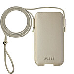 Guess Pochette Smartphone 6.1'' Aspect Cuir Cordon Bandoulière  Saffiano Doré