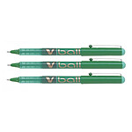 PILOT Stylo Roller Encre Liquide V-BALL 10 Pointe Large Vert x 3