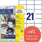 AVERY Etui de 210 Etiquettes Multi-usages 70 x 42,3 mm sur 10 feuilles A4 Blanc