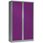 VINCO Armoire Monobloc FUN H198xL120xP43 cm 4 Tablettes Alu Rideaux Prune