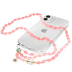 Avizar Bijou de Téléphone Bracelet à Perles Ovales 80cm Collection Charm - rose