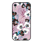 LaCoqueFrançaise Coque iPhone Xr Silicone Liquide Douce noir Fleurs parme