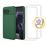 Evetane Coque Google Pixel 8 Silicone liquide Vert Foret + 2 Vitres en Verre trempe Protection ecran Antichocs