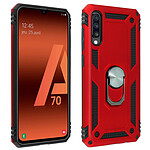 Avizar Coque Galaxy A70 Bi matière Rigide et Souple Bague Support Vidéo rouge