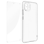 Avizar Coque pour Samsung Galaxy A03 Silicone Souple et Film Verre Trempé 9H  transparent