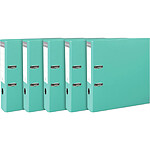 EXACOMPTA Pack de 5 Classeurs à levier Premium, A4, 80 mm, turquoise