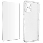 Avizar Coque pour Oppo Reno 8 Lite 5G Silicone Souple et Film Verre Trempé 9H  transparent