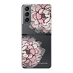 LaCoqueFrançaise Coque Samsung Galaxy S21 5G 360 intégrale transparente Motif Rose Pivoine Tendance