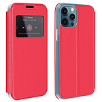 Avizar Housse iPhone 12 Pro Max Fenêtre d'Affichage Porte-carte Support Vidéo rouge