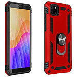 Avizar Coque Huawei Y5p Antichoc bi-matière Bague Support Vidéo - rouge