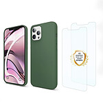 Evetane Coque iPhone 13 Pro Silicone liquide Vert Foret + 2 Vitres en Verre trempé Protection écran Antichocs