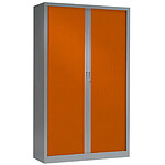 VINCO Armoire Monobloc FUN H198xL120xP43 cm 4 Tablettes Alu Rideaux Orange