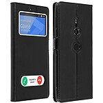 Avizar Housse Sony Xperia XZ2 Etui Double Fenêtre Coque Silicone Gel - Noir