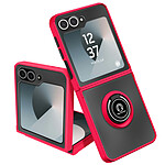 Avizar Coque pour Samsung Galaxy Z Flip 6 Bague Métallique Support Vidéo Rouge