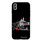 LaCoqueFrançaise Coque iPhone X/Xs Silicone Liquide Douce noir J'aime Marseille