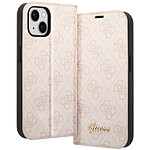 Guess Étui Luxe pour iPhone 14 Plus Porte-cartes Design Élégant Motif 4G Rose