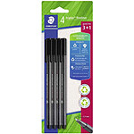 STAEDTLER Fineliner triplus, noir, blister de 4