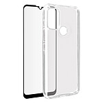 Avizar Coque Motorola Moto G50 Souple et Film Verre Trempé 9H - transparent / noir