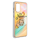 Avizar Coque pour Samsung Galaxy A32 Bi-matière avec Bague de Maintien à Strass Effet Bijou Motif Plage ''Never Stop Dreaming'' Orange