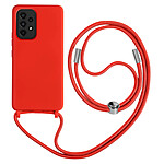 Avizar Coque Cordon pour Samsung Galaxy A52 et A52s Semi-rigide Lanière Tour du Cou 80cm  Rouge