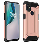 Avizar Coque OnePlus Nord N10 5G Hybride Design Relief Antichute rose champagne