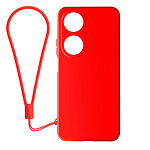 Avizar Coque pour Honor 90 Smart Silicone Finition Soft-touch avec Dragonne Rouge