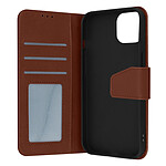 Avizar Housse pour iPhone 14 Pro Cuir premium Porte-carte Fonction Support vidéo  marron