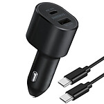 Samsung Chargeur Voiture 60W Original  Sortie USB-C / USB Câble USB-C 1m Noir