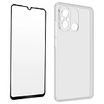 Avizar Coque pour Xiaomi Redmi 12C Silicone Gel et Verre Trempé 9H Contour Noir