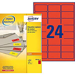 AVERY Boîte de 2400 étiquettes copieur 70X35 rouge fluo DP24R-100