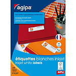 AGIPA Boite 2100 étiquette 63,5x38,1 mm (21 x 100F A4) Jet d'encre Coin Rond Permanent Blanc