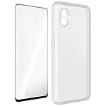 Avizar Coque pour Samsung Galaxy Xcover 6 Pro Silicone Souple et Film Verre Trempé 9H  transparent contour noir