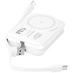 Moxie Chargeur Externe MagSafe 10000mAh Câble iPhone Lightning et USB C Blanc