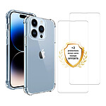 Evetane Coque iPhone 14 Pro Antichoc Silicone bords renforcés + 2 Vitres en verre trempé Protection écran