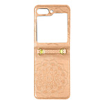 Avizar Coque pour Samsung Galaxy Z Flip 5 Motif fleur  Collection Mandala Blossom Rose gold