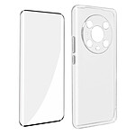 Avizar Coque pour Honor Magic4 Pro Silicone Souple et Film Verre Trempé 9H Incurvé  Transparent