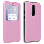 Avizar Housse Oneplus 7 Pro Étui Fenêtre Translucide Stand Vidéo rose