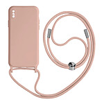 Avizar Coque Cordon pour iPhone X et XS Semi-rigide Lanière Tour du Cou 80cm  rose