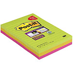 POST-IT Pack de 3 Bloc-note Super Sticky Notes, ligné, 101 x 152 mm