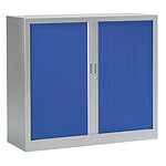 VINCO Armoire Monobloc FUN H100xL120xP43 cm 2 Tablettes Alu Rideaux Bleu