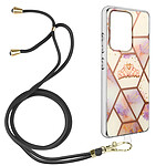 Avizar Coque Samsung Galaxy S21 Ultra Motif géométrique Cordon Amovible rose gold