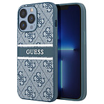 Guess Coque pour iPhone 13 Pro avec Imprimé et Bande Monochrome Luxe Bleu Clair