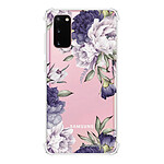 LaCoqueFrançaise Coque Samsung Galaxy S20 anti-choc souple angles renforcés transparente Motif Pivoines Violettes