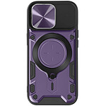 Avizar Coque pour iPhone 15 Pro Max Bague Métallique Bi-matière Antichoc Violet