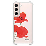 Evetane Coque Samsung Galaxy S22 5G Silicone antichocs Solides coins renforcés  transparente Motif Coquelicot