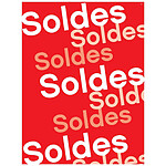 APLI Affiche SOLDES 60x80 cm Blanc sur Rouge