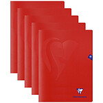 CLAIREFONTAINE Cahier Piqué Mimesys 24x32cm 48 pages Petits Carreaux Couverture PP Rouge x 5